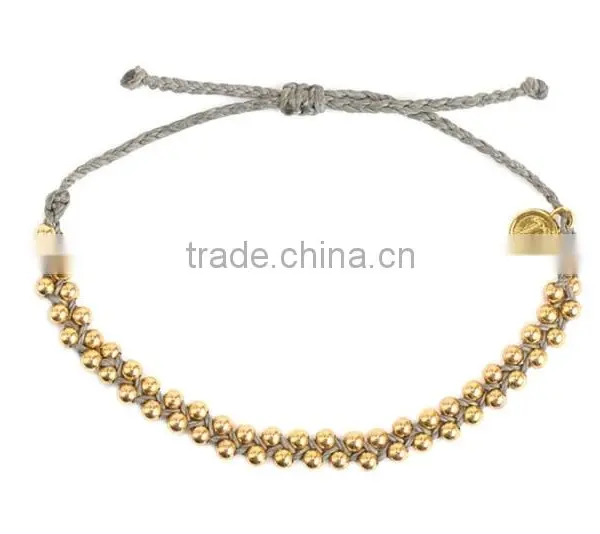 Girls Gift Pink Wax Cord Braided Metal Bracelet for Friend 2015 New photo-3