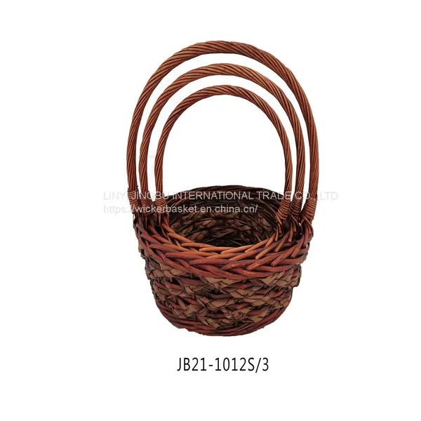Hot Sale Decoration Handmade Weaving Three-color Wicker/willow Fruit Basket