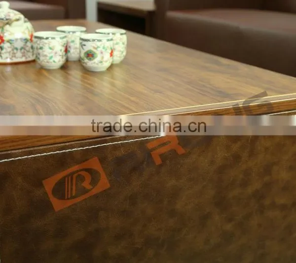 Modern Appearance And Wood Material Executive Living Room Sofa Commercial Leather Sectional Sofa Low Back Brown Leather Sofa photo-5