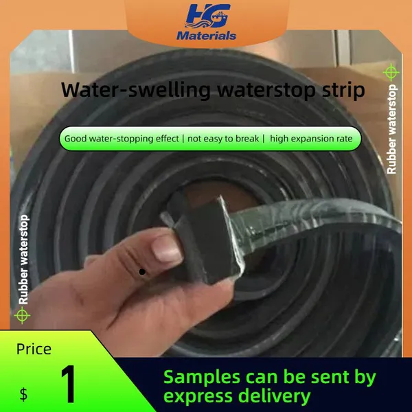 Water-swelling waterstop strip, water-swelling waterstop belt, sealing waterstop strip and grouting pipe waterstop strip