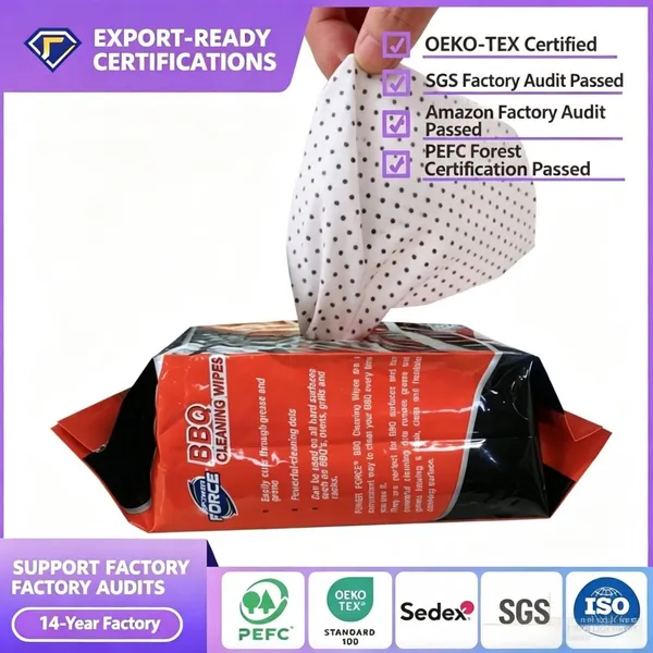 Custom Disposable BBQ Cleaning Wipes – Portable Grease & Oil Removal Wet Wipes for Grills, Barbecues & Outdoor Cooking