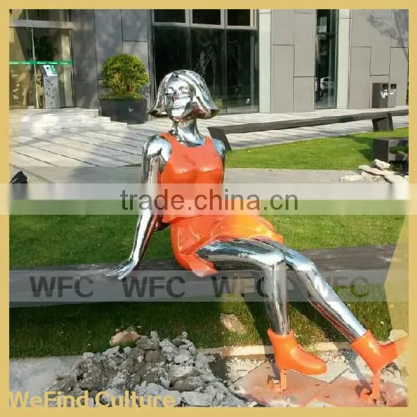 Woman Shaped Modern Metal Stainless Steel Art Sculpture photo-2