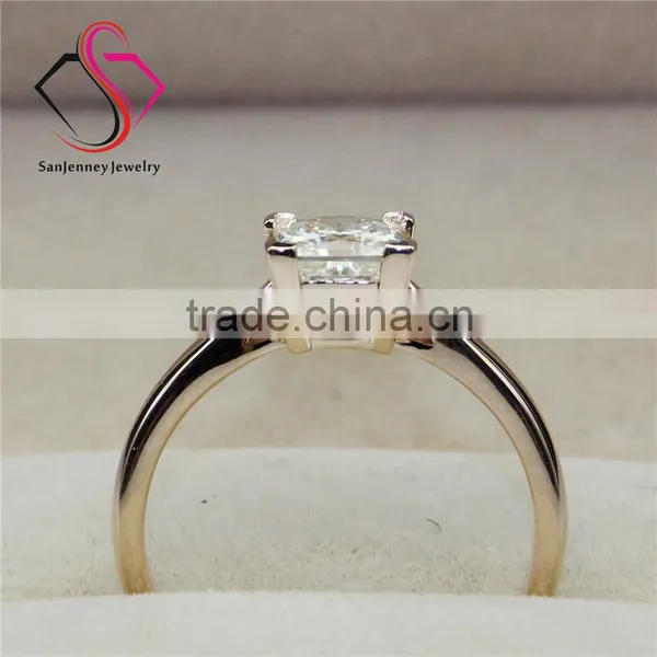 Princess Cut Moissanite Solitaire 1 Carat Sqaure 5.5mm Center 14k Rose Gold Wedding Engagement Ring photo-3