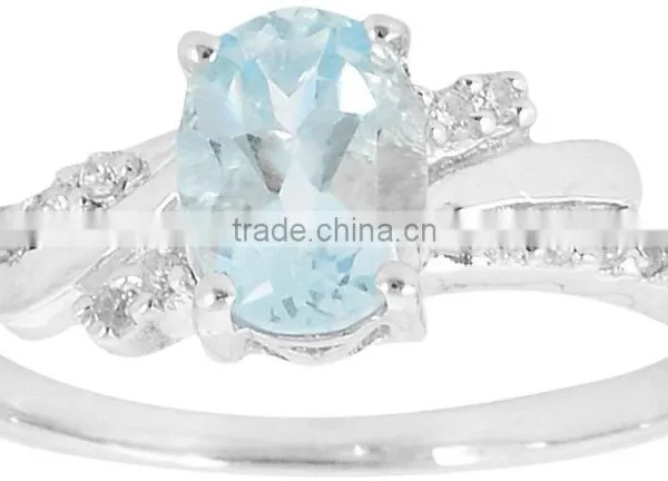 Natural Blue Topaz 925 Sterling Silver Ring Earring Set photo-3