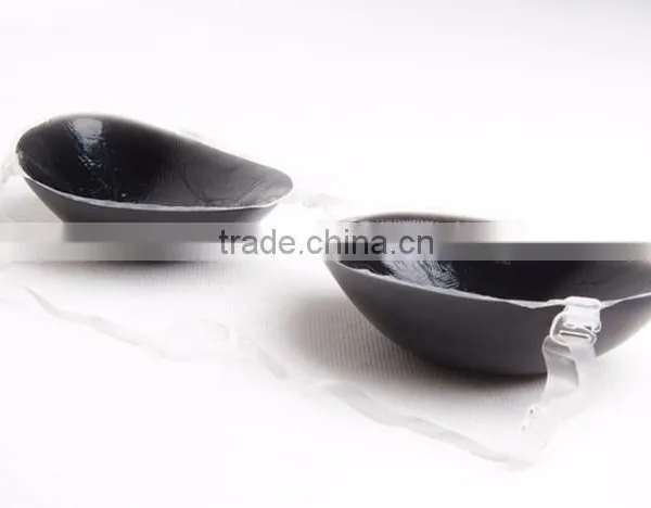 OEM Customized Low Price Adhesive Silicone Black Bra Cup With Strap photo-5