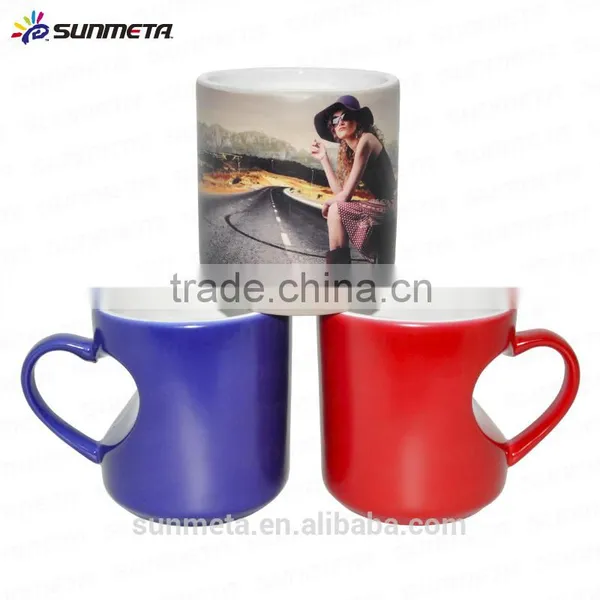 Sunmeta Whole Sale 11oz Blank Sublimation Heart-shaped Color Changing Ceramic Mug Matte photo-3