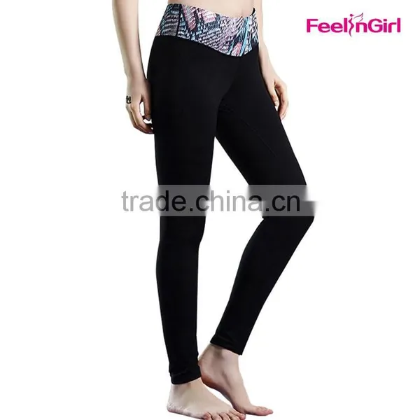 Wholesale Stylish Women Print Black Slimming Yoga Pants photo-3