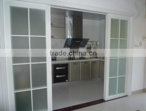 Solid Sliding Door and Forsted Carved PVC Door photo-3