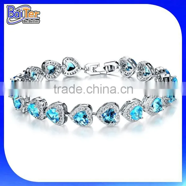 Top Quality 925 Sterling Silver Pave Diamond Heart Tennis Bracelet photo-6
