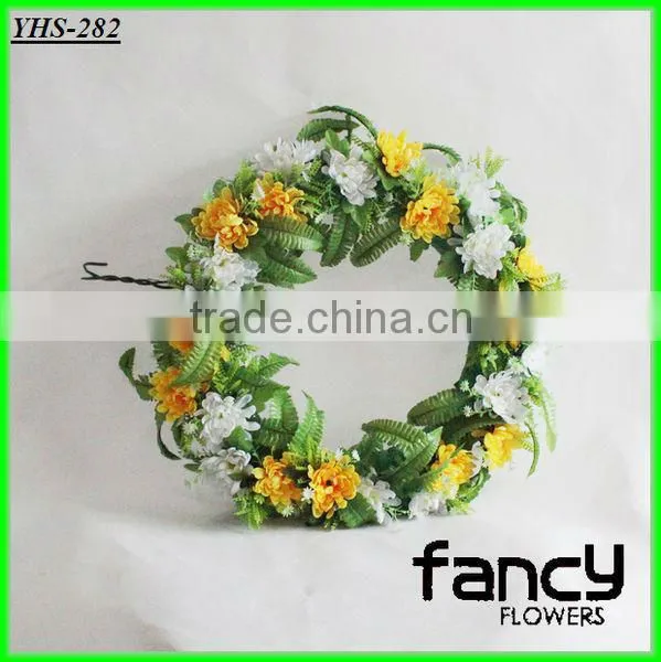 2013 Hot Sale White and Yellow Daisy Flowers Artificial Funeral Wreaths Wholesale