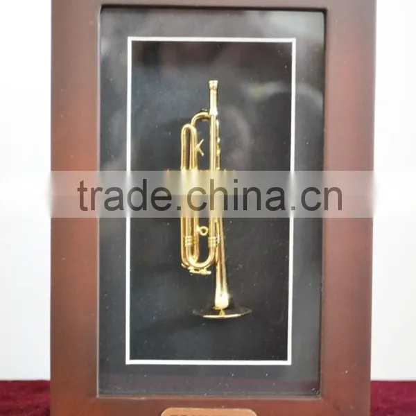 Music Gifts Cabinet Wood Box Trumpet Model Frame photo-3