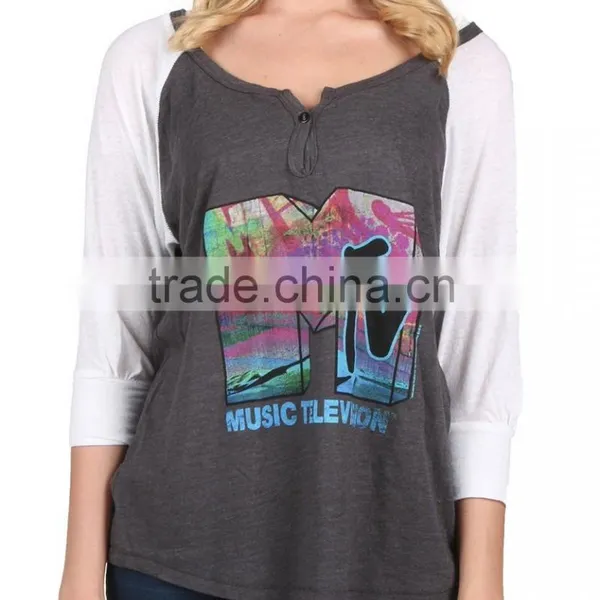Wholesale Hot Style Womens Raglan Long Sleeve Shirt photo-2