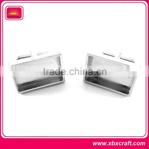 Shiny Silver Plated Zinc Alloy Cufflink Blanks photo-6