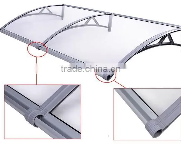 Innovative Design - PP Plastic Polycarbonate Door Canopy With Water Gutter - Clear Transparent PC Roof photo-5