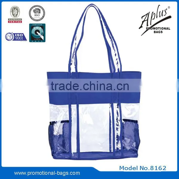 Clear PVC Custom Tote Bag With Two Side Mesh Pockets photo-5