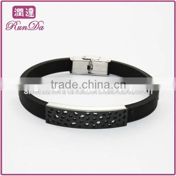 Black Men's Silicone Bracelet Silicone Bracelet Wholesale Leather Bracelets for Men
