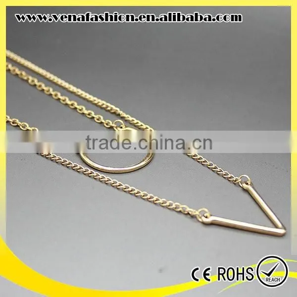 Double-deck Arrows Fashion Long Thin Chain Necklace photo-3