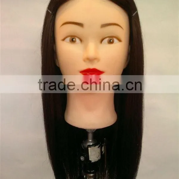 20''-22'' Salon Hairdressing 80% Real Human Hair Styling Training Practice Head + CLAMP HN1405