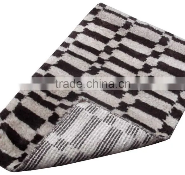 Hand Woven 100% Wool Shaggy Rugs Modern Design Cream/ Dark Brown Colour photo-3
