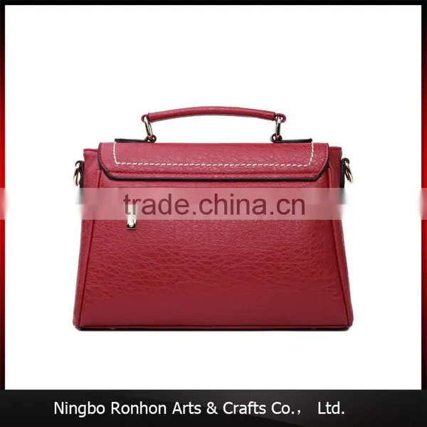 Elegant Silver PU Leather Hand Bag With White Decorative Thread photo-2