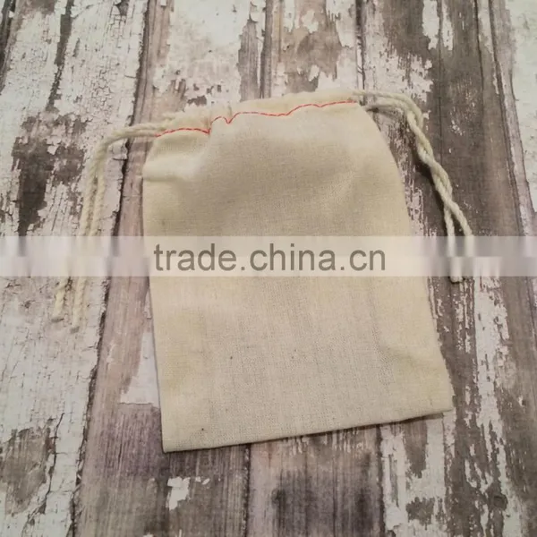 Customized Printing White Cotton Bags With Double Drawstring photo-6