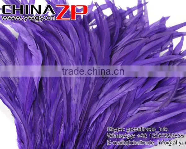 Top Supplier ZPDECOR Wholesale 35-40cm Length Good Colored Royal Purple Fully Dyed Rooster Chicken Feathers for Sale photo-3