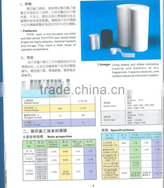 PTFE Skived Sheet,tape and Film
