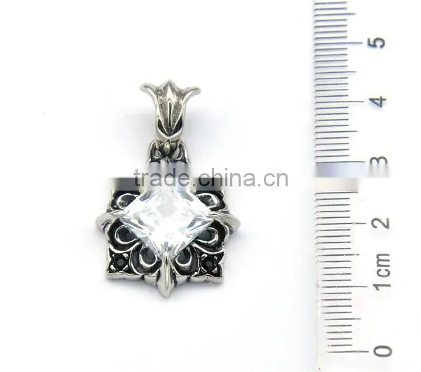 Classic Mens Antique Stainless Steel Religious Charm Diamond Jewelry Black Cross Pendant Necklace photo-2