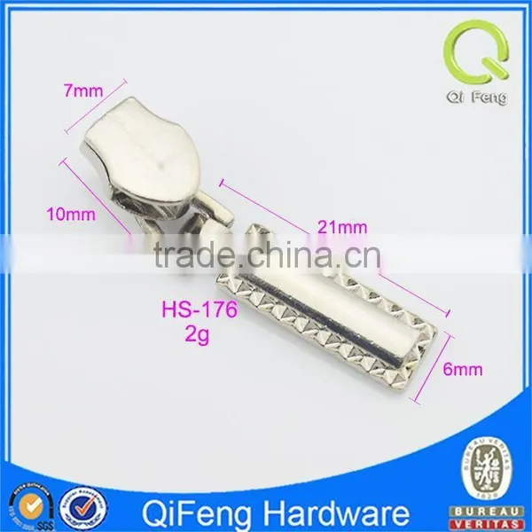 HS-176 Zipper Roll Chain Custom Metal Zipper Puller Nickel Simple Design photo-3