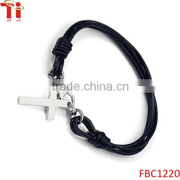 Men's Vintage Casual Cross Strand Leather Bracelet photo-3