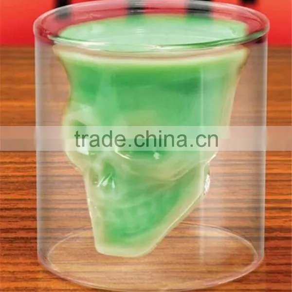 New Product Personalized 75ml High Borosilicate Glass Skull Shot Glass Double Wall Skull Wine Glass Cup photo-2
