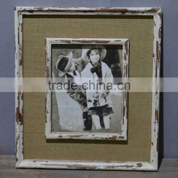 Decorative Linen Fabric Wooden Picture Photo Frame With Antique Limitation photo-3