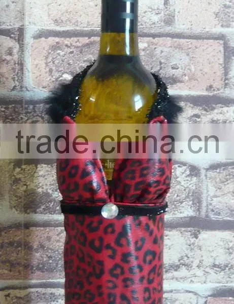 Red Leopard Fashion Bra Wine Bottle Bags
