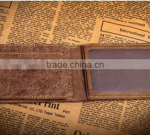Full Grain Leather Money Clip Wallet With High Quality RFID Blocker Slim Bifold Credit Card Holder photo-5