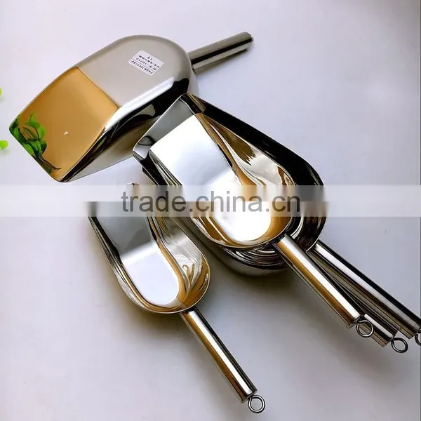 Factory Stainless Steel Ice Bucket Scoop Sugar Shovel Flat Bottom Scoop photo-2
