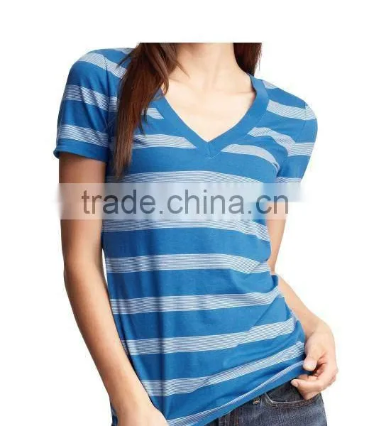 Striped Deep V Neck t Shirt for Womens