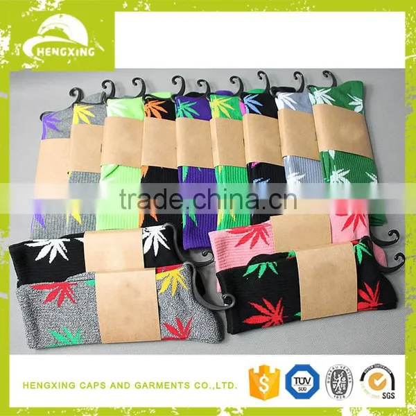 Christmas Socks Wholesale Marijuana Weed Leaf Colored Man Women Cotton Long Sports Socks in Stock photo-2