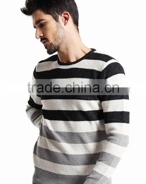 2017 Supple Simple Design Round Collar Stripe Sweater Men Pullover With Low Prices photo-3