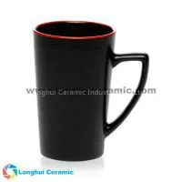 14oz Colored Rim Black Sausalito Custom Ceramic Coffee Mug