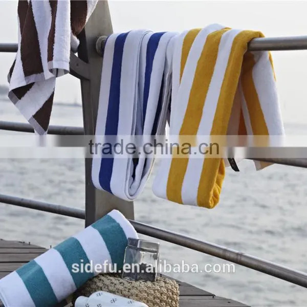Hot Sell White And Blue Cotton Stripe Custom Beach Towel photo-5