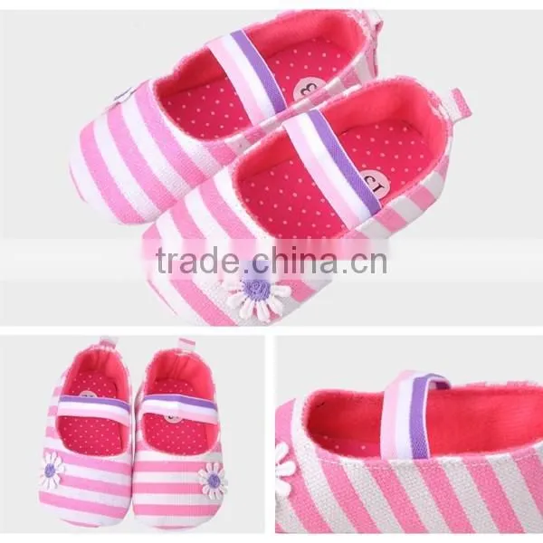 Soft Sole Stripe Pretty Sun Flower Anti Slip Baby Girl Shoes photo-3