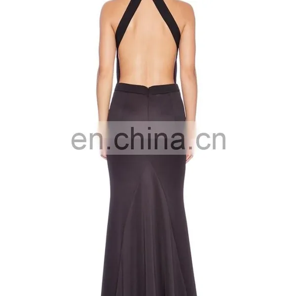 Ladies Black Sexy Long Evening Dress Sexy Halter Neck Evening Gown Evening Dress With Open Back Long photo-3