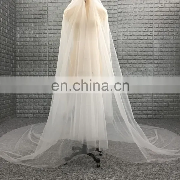 China Manufacture Wholesale Cheap Two Layers Soft Tulle Fabric Long Bridal Wedding Veil photo-2