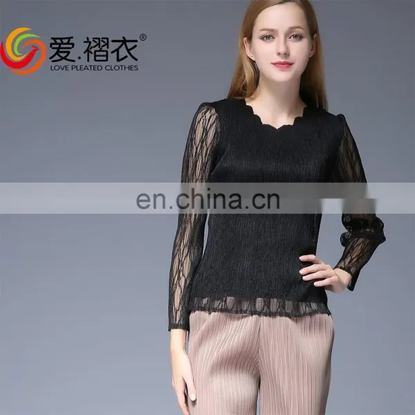 African Fancy Neck Lace Design Ladies Sexy Slim Blouses With Light Gray Lace photo-5