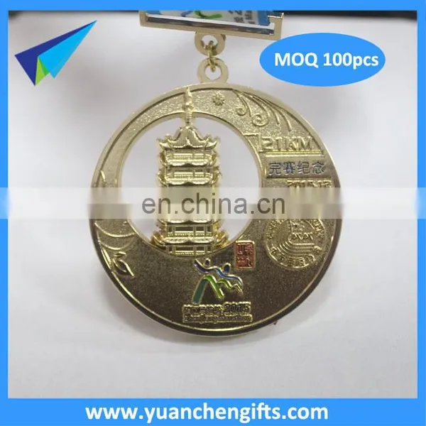 Design Your Own Custom Metal Crafts Production Zinc Alloy Blank Gold Award Metal Sport Medal With Ribbon