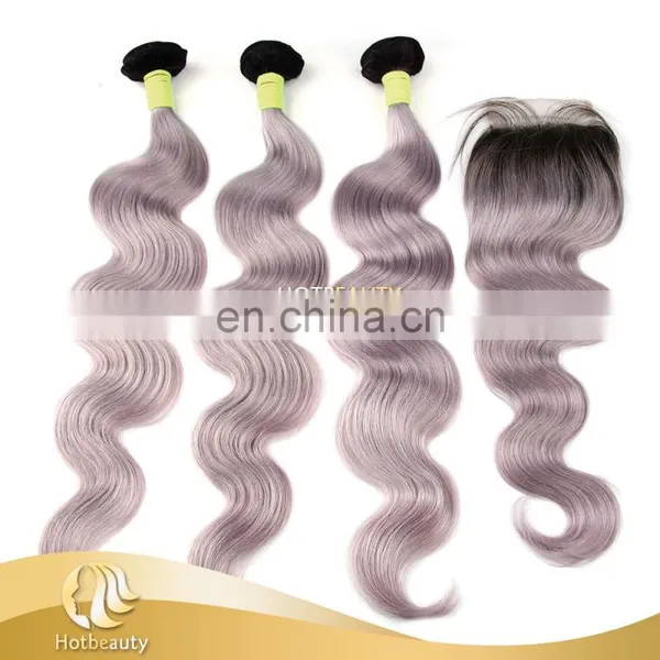 Fashion Grey Purple Color Free Part Lace Top Closure For Match The Grey Hair Weave photo-3