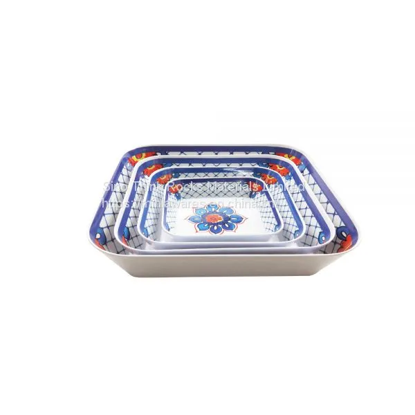 Square Shape Melamine Deep Plate Soup Plate Salad Plate photo-2