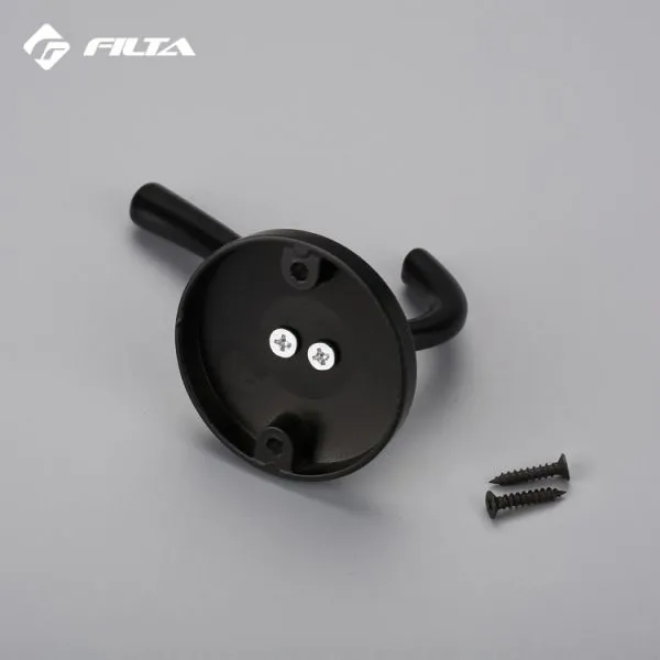 Fancy Design Filta Hardware Eco-Friendly Home Design Storage Black Double Zinc Alloy Coat Hook Hanger 6588 photo-2
