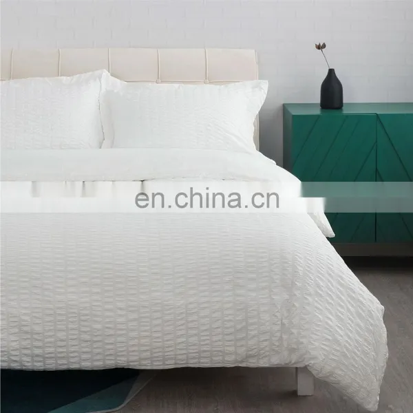 White Zipper Seersucker Microfibre Oversized Queen King Duvet Cover Set photo-5