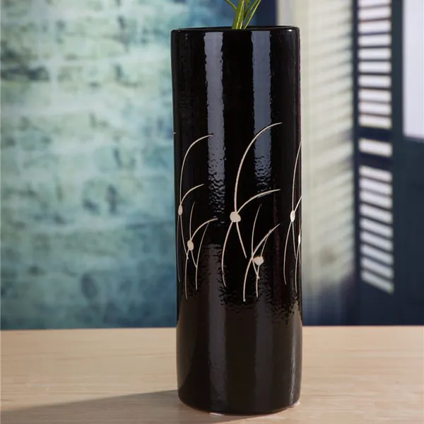 Large Black Japanese Style Hand Made Aloe High Temperature Ceramic Vase For Garden Flower Shop photo-4
